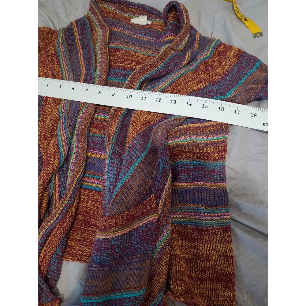Billabong Listen Up multi color Cotton blend open front cardigan Women SZ XS - Picture 8 of 10